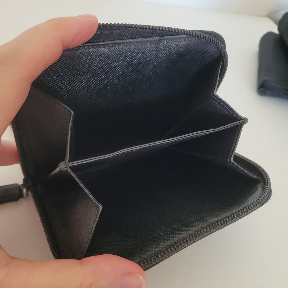 Vintage Prada Milano Black Nylon Saffiano Leather Zip Around Wallet Made in - Picture 13 of 16